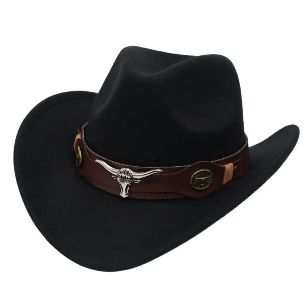 3285 Cowboy Hat Shapeable Wide Brim Western Cowgirl Hat with Felt Wide Brim